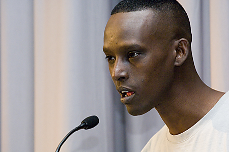 A young contributor speaking at an event connected with Stolen Voices.