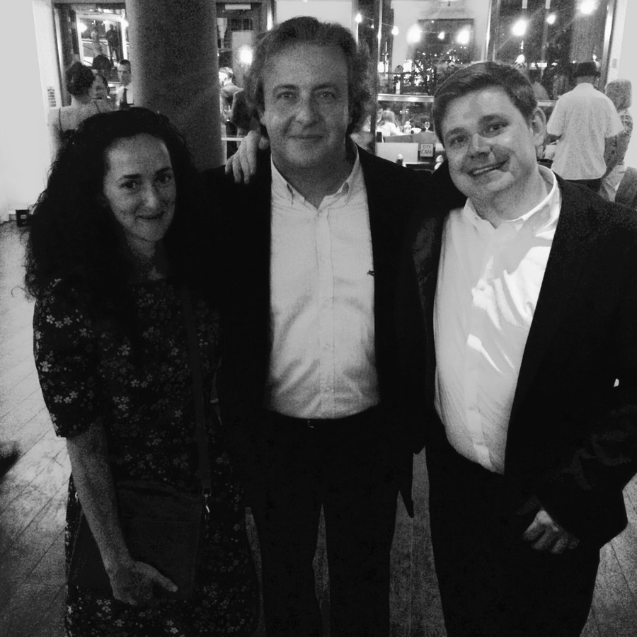 Melanie Challenger with Mark Simpson and conductor Juanjo Mena at The Immortal